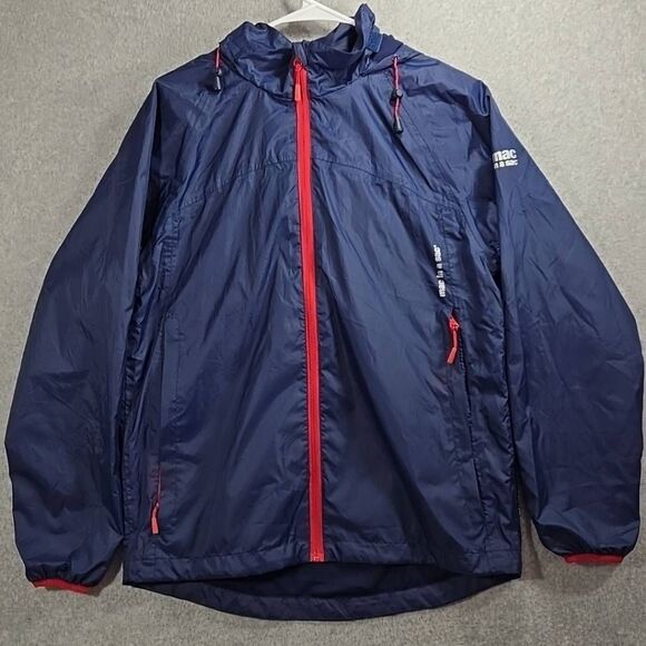 MAC IN A SAC Men's Size XS Target Dry Waterproof Full Zip Jacket Blue Red - Picture 1 of 15